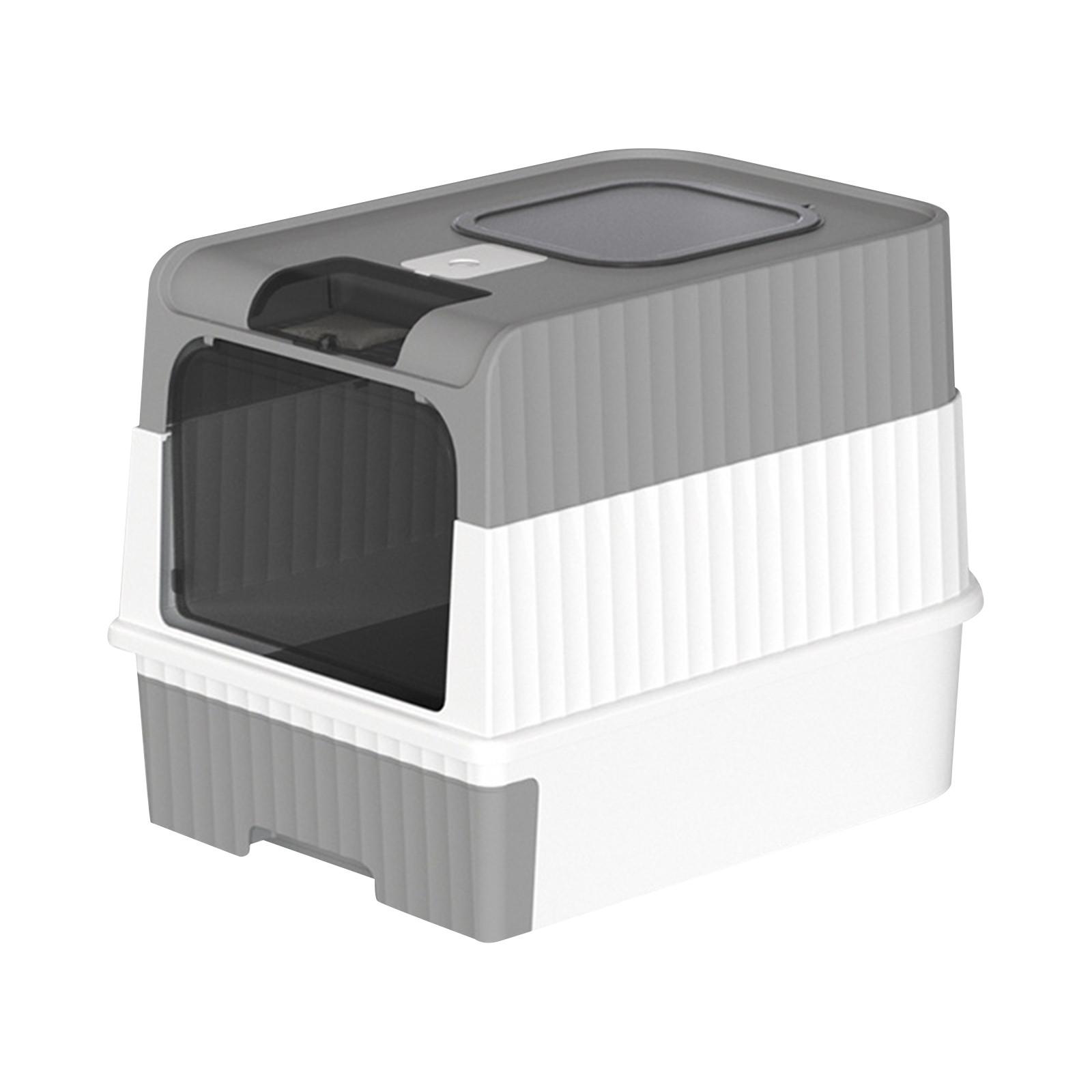 

Очень большой наполнитель для кошачьего туалета с выдвижным ящиком, полностью закрытый, кошачий туалет с интеллектуальной стерилизацией и дезодорацией One Size серый