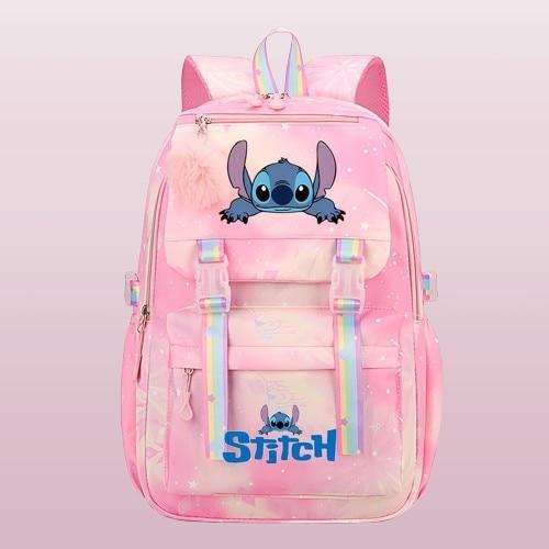 Zaino con Stampa Stitch PQKL-party 43x29x15cm Design Adorabile Grande Capacità Rosa