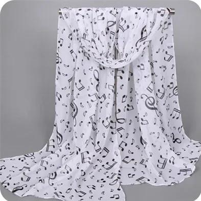 Womens Gifts Scarves Musical Note Print Ladies Soft Chiffon Scarf