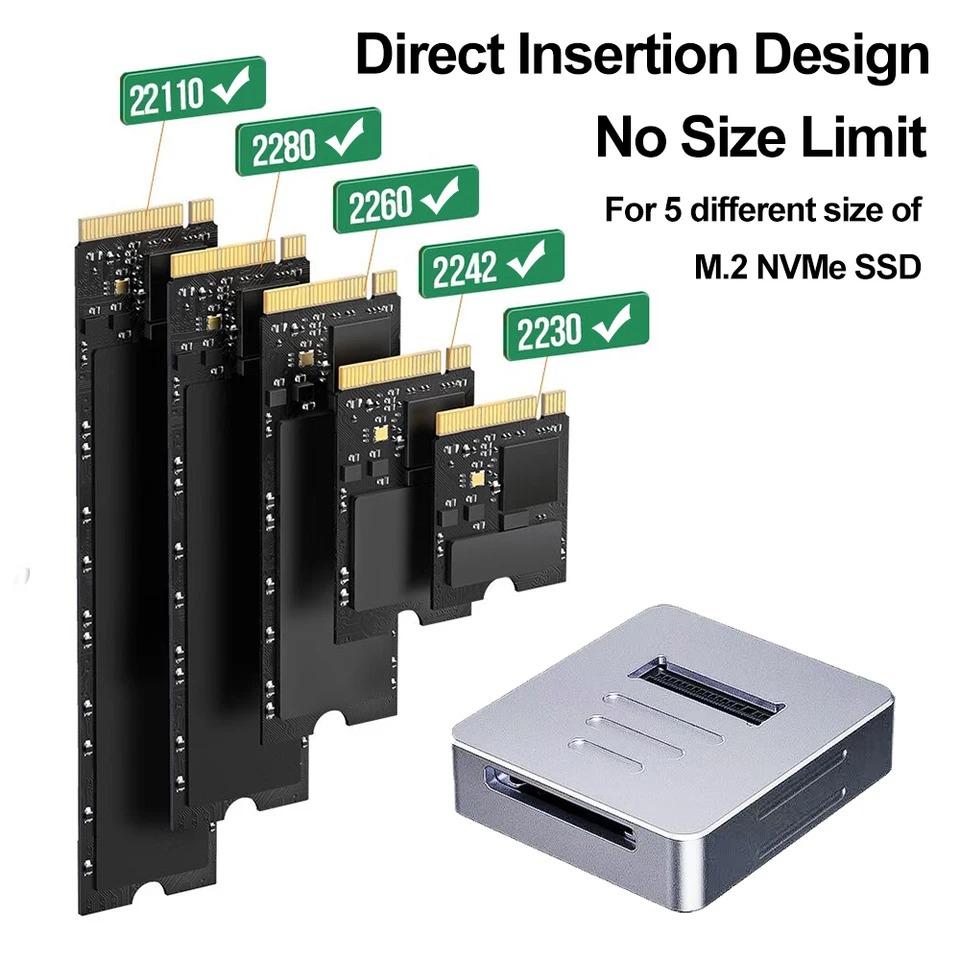 10Gbps M2 NVMe SSD Enclosure Externí M.2 NVMe SSD Pevný Disk Hliníkové Pouzdro NVMe PCIe Externí Box Pro M.2 SSD Dokovací Stanice Podporuje SD 2.0 Kartu