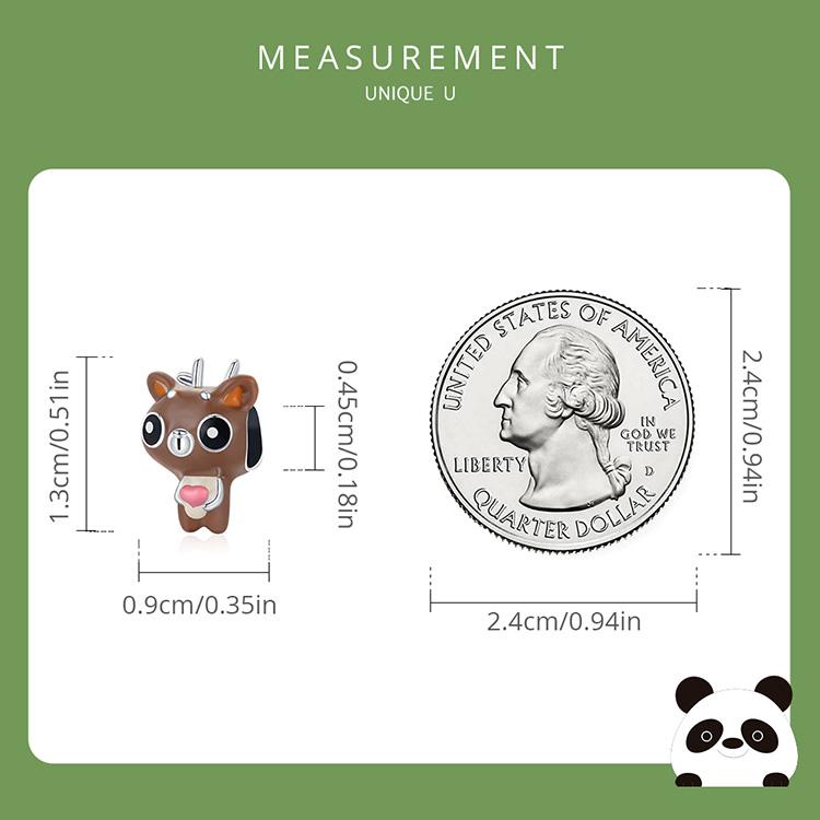 WOSTU Enamel Cartoon Cute Deer 925 Sterling Silver Charm Beads Fit Bracelet Bangle Fine Jewelry