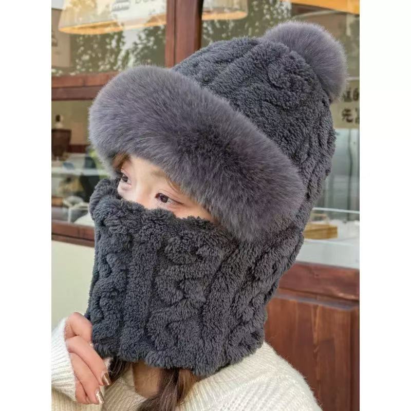 Winter Winter Ear Protection Mask Integrated Hat Outdoor Thickened Cycling Fleece Windproof Cycling Scarf Warm Baotou