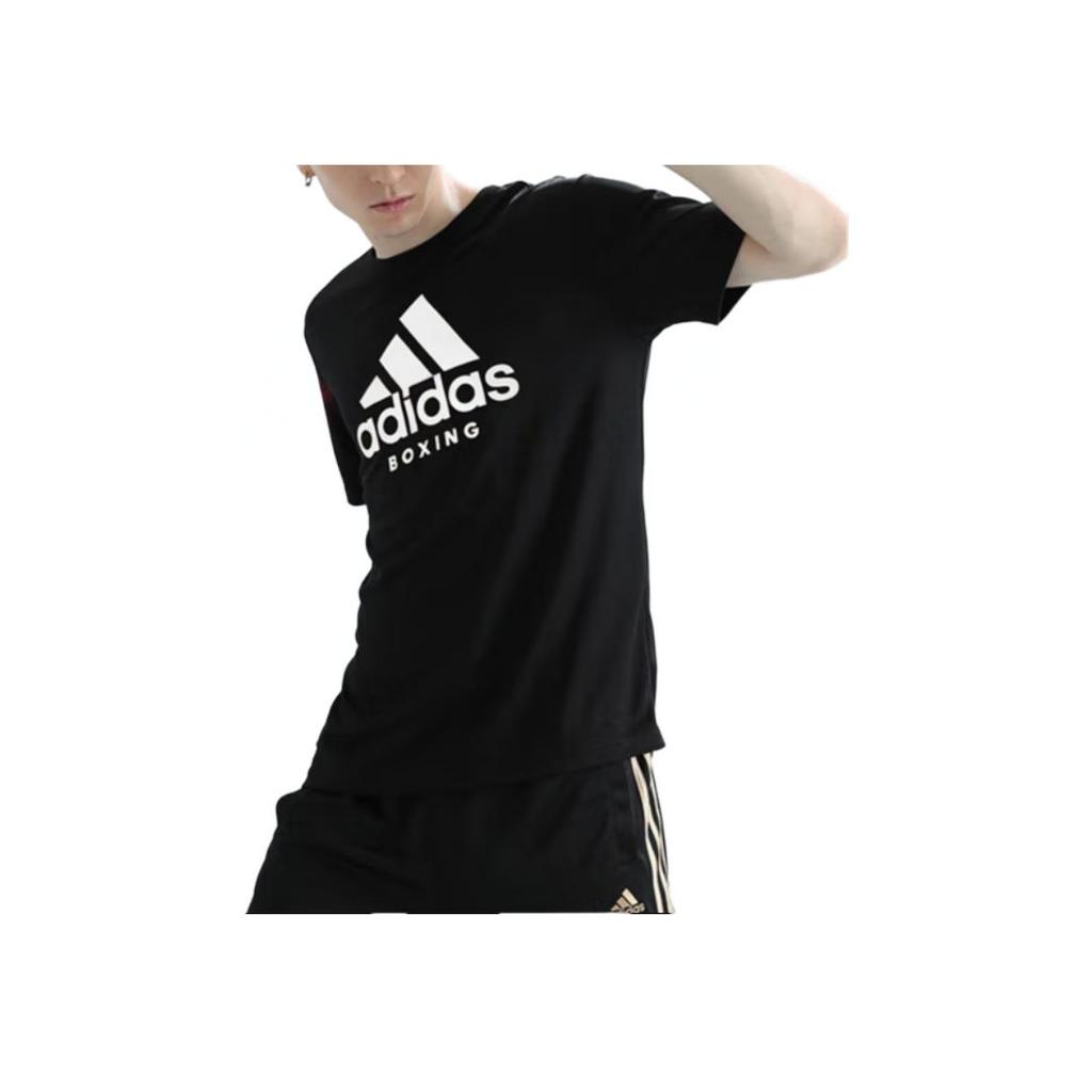 Adidas Color Block Letter Print Design Comfortable Pullover Short Sleeve T-Shirt Men Tops Black ADICTB-BW