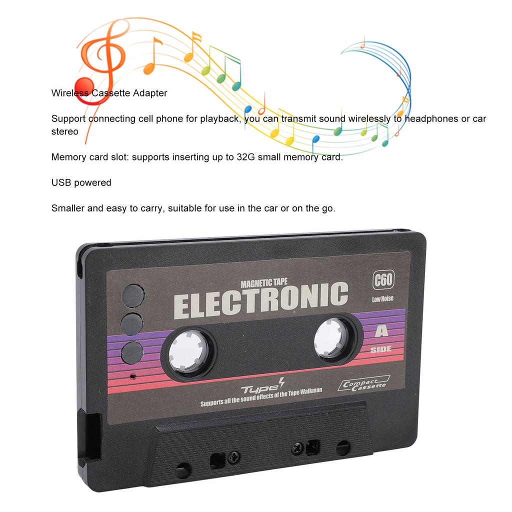 Car Bluetooth Cassette Adapter Receiver USB Powered Vehicle Tape Player Adapter for Smartphone Digital Music