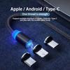 3A LED magnetinis USB kabelis Greitas iPhone įkrovimas C tipo kabelis Magnetinis įkroviklis duomenų įkrovimas Micro USB kabelis Mobiliojo telefono laidas USB laidas