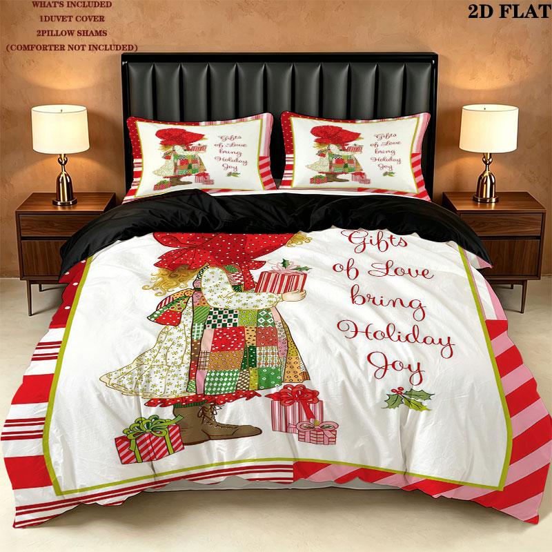 Sarakey Pattern Bedding Quilt Set Quilt Cover Pillowcase Home Birthday Gift(1 * duvet cover + 2 * pillowcase, without core)