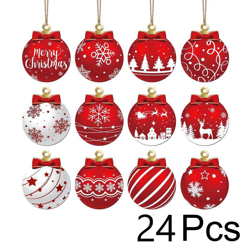 12 шт/24 шт DIY Рождественская елка деревянная подвеска украшение Рождество Новый — фото 12