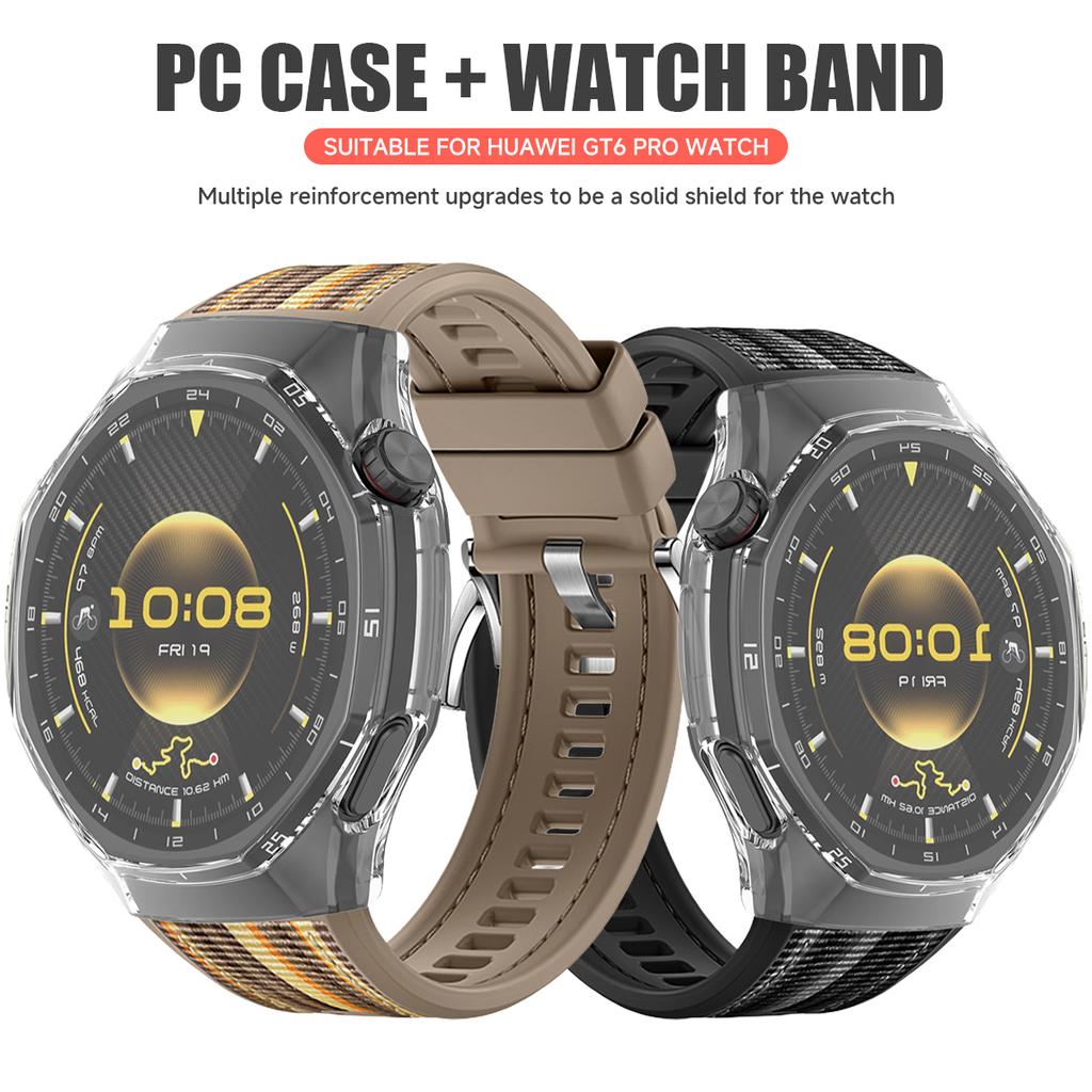 Pletený nylonový pásek+Tvrzené sklo+PC pouzdro Pro Huawei Watch GT6 Pro Sportovní řemínek Kryt proti pádu Pro GT 6 Pro Náramek+Pouzdro