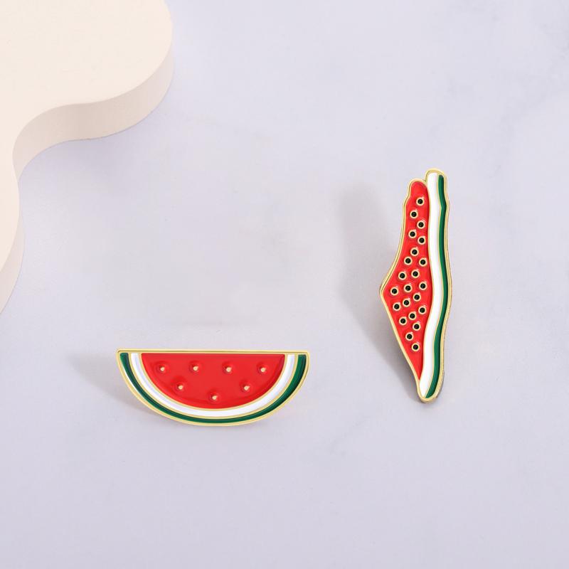 Watermelon Enamel Pins World Peace and Love Brooches Lapel Badges Clothes Cartoon Fruit Jewelry Gift for Friends