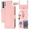 For Samsung Galaxy S25 Ultra Stand Case Cross Texture PU Leather Wallet Phone Cover with Shoulder Strap/Makeup Mirror