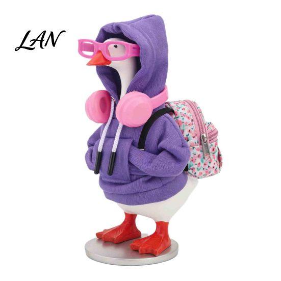 Trendy Miniature Play Set Mini Goose Clothing Accessories for 7 Inch Desktop Goose, Includes Hooded Decorative Apparel Sweatshirt Small Backpack