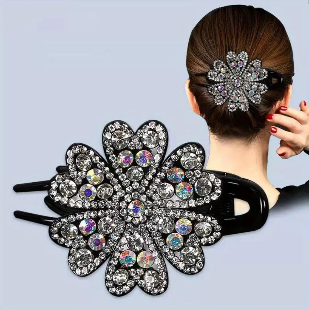 

Заколка для волос «Гибискус» с искусственными стразами, элегантная заколка для волос с заколкой-уткой со стразами 1PCS белый