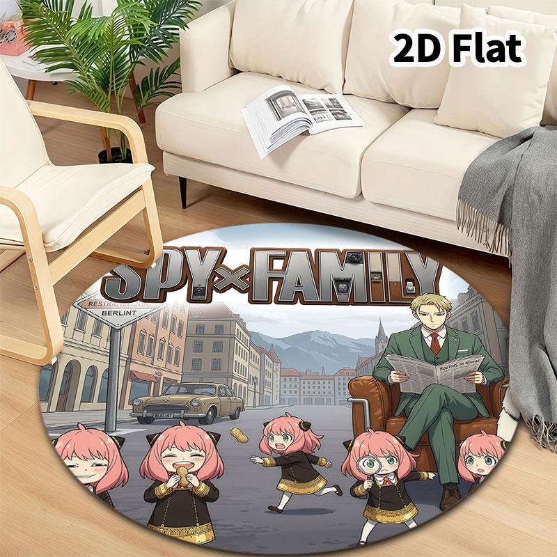 Spy Family Round Area Rug Carpet Rug For Living Room Bedroom Sofa Playroom Decor Nonslip Floor Mat
