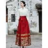 Ming Dynasty Inspired Hanfu Set Womens Embroidered Inner Collar Top Horse-Face Skirt Winter Daily Wear