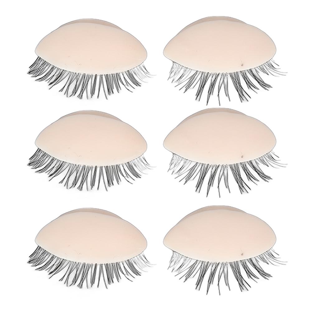 3 Pairs Mannequin Head Eyelids with Eyelashes for Eyelash Extension Grafting Training Practice