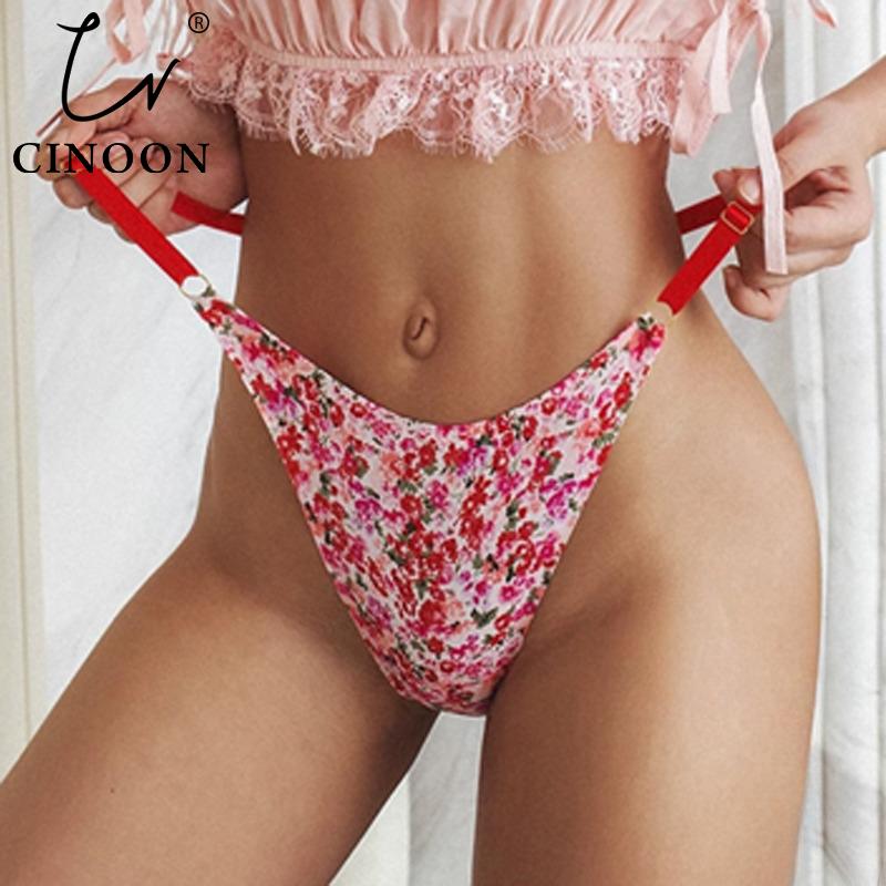 CINOON Women Printed Thong Underpant Soft Panties Sexy Panty Female G-String Breathable Multicolor Underpants Seamless Briefs