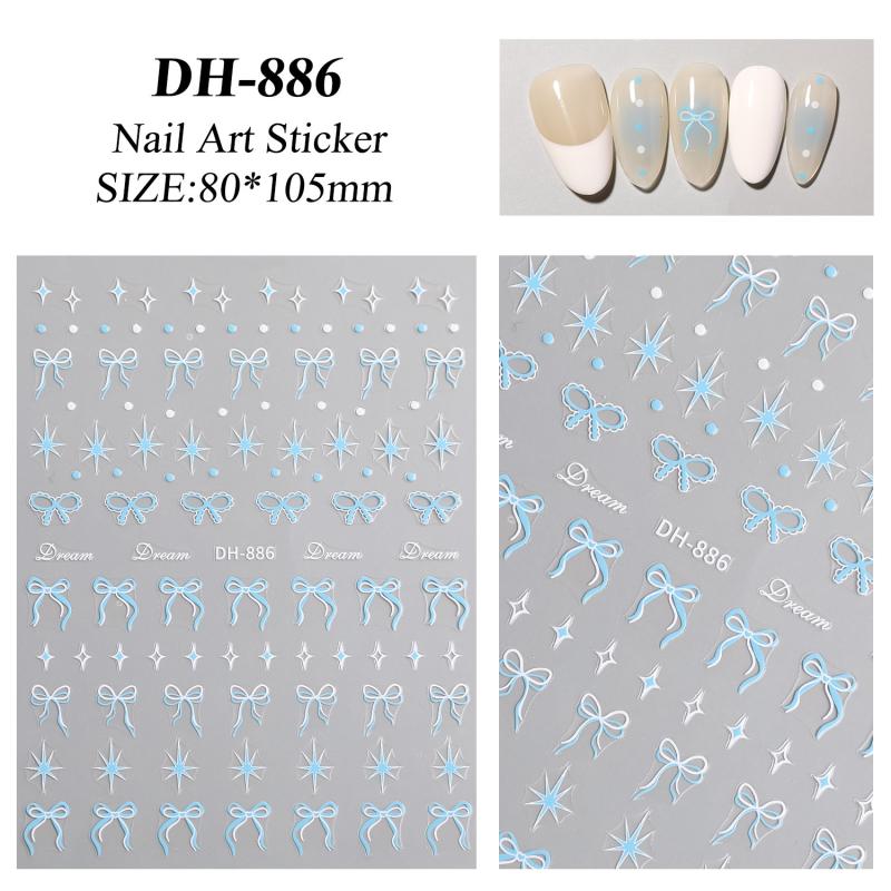 Ribbon Bowknot Nail Stickers Exquisite Nail Decoration Decals Diy Self Adhesive Transfer Slider Nail Art Charms Accessories