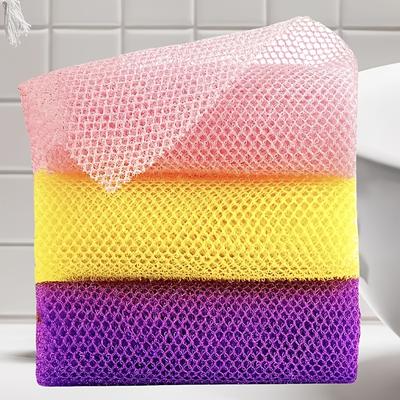 3 st, Afrikanskt nät lång duschsvamp, Kroppsexfoliering, Kroppsskrubbning, Ryggskrubbning, Slät Ljusbeige Sträcker sig upp till 66 tum