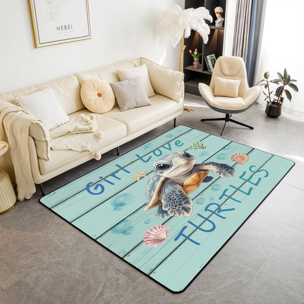 Ocean Themed Living Room Rugs for Bedroom Area Rug Octopus Decor Carpet for Boys Girls Teens Tentacles Indoor Floor Mat Black
