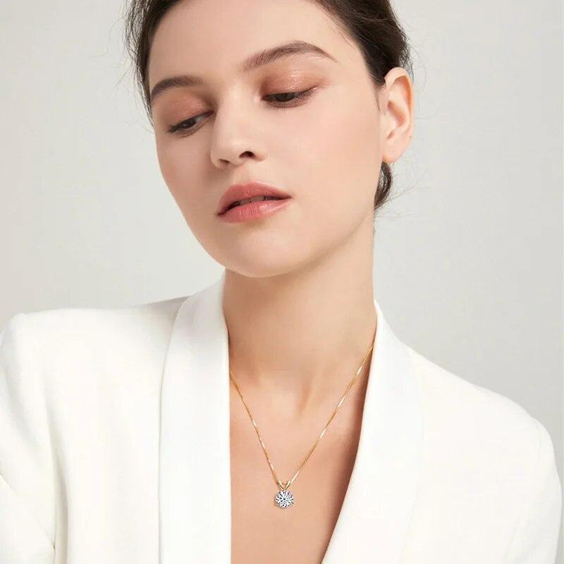 New 1ct  Three Claws Moissanite Pendant Neclace for Women Solid S925 Sterling Silver Moissanite Diamond Chain Wholesale