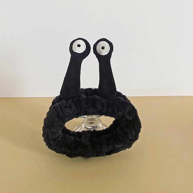 

Милые пушистые животные, большие глаза, улитка, повязки на голову, мягкая коралловая флисовая эластичная повязка для волос для женщин, умывания лица, макияжа, косметики чёрный