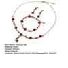 1 Set Women Rose Necklace French Style Retro Elegant Golden Chain Fairy Gift Adjustable Red Flower Bracelet Stud Earrings Kit Jewelry Accessories