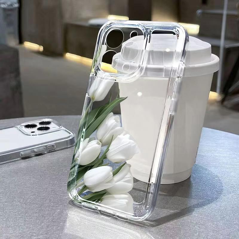 Blumenmuster Klare Handyhülle Für iPhone 11 12 13 14 15 16 17 Pro Max 17 Air 15 14 Plus 17E 16E Weiches Silikon Handy Hülle Cover