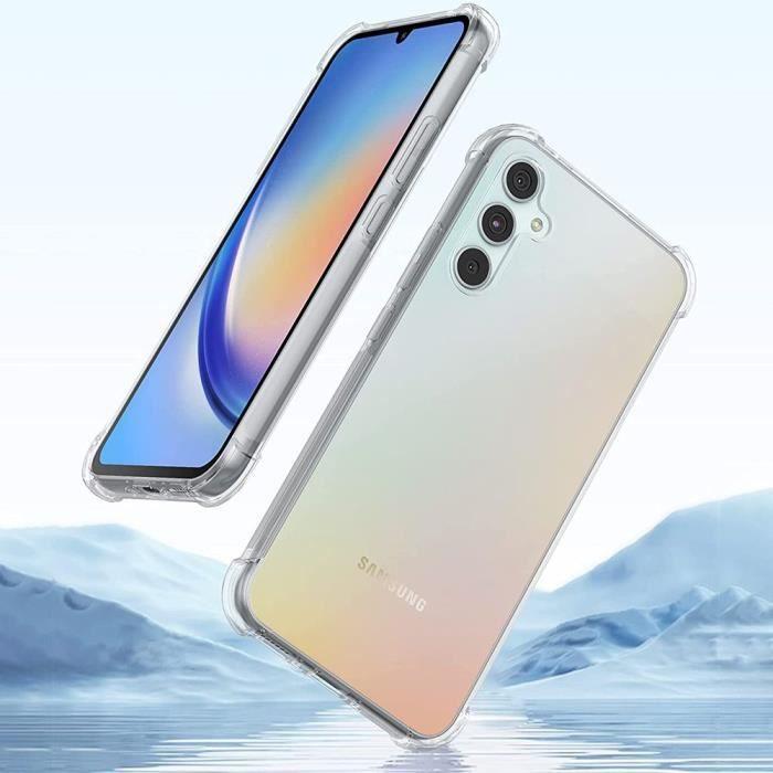 Coque pour Samsung Galaxy A34 5G Transparent 4 Coins Renforcés + 2 Verres Trempés