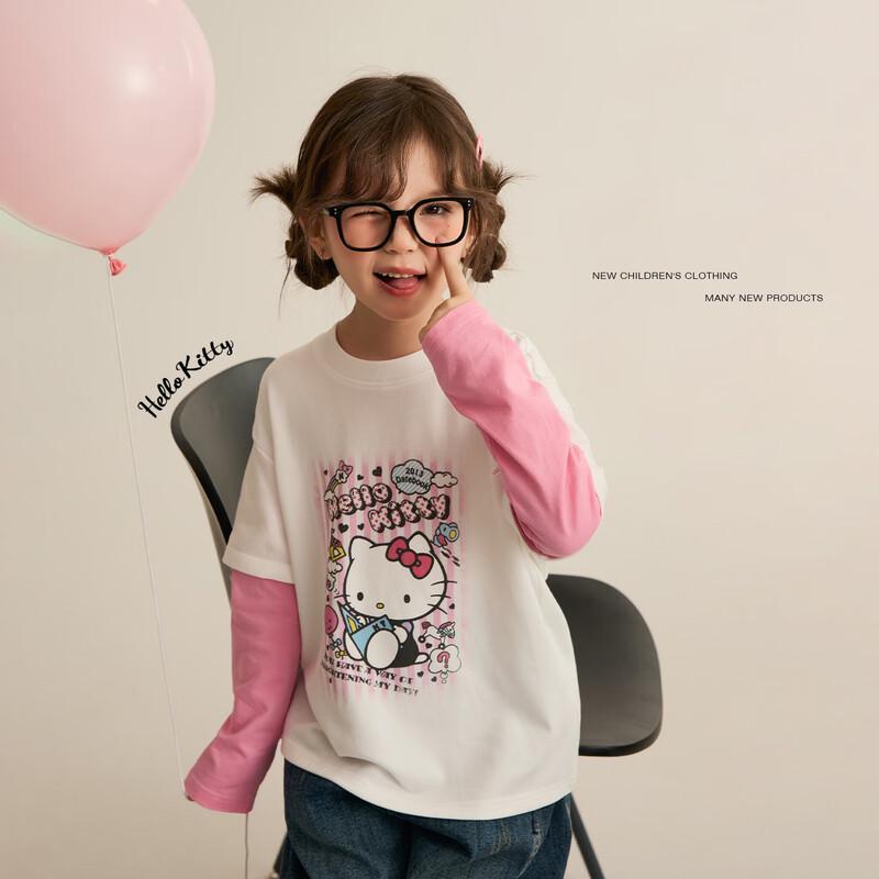 Девочкин лонгслив Hello Kitty с имитацией двух предметов 100