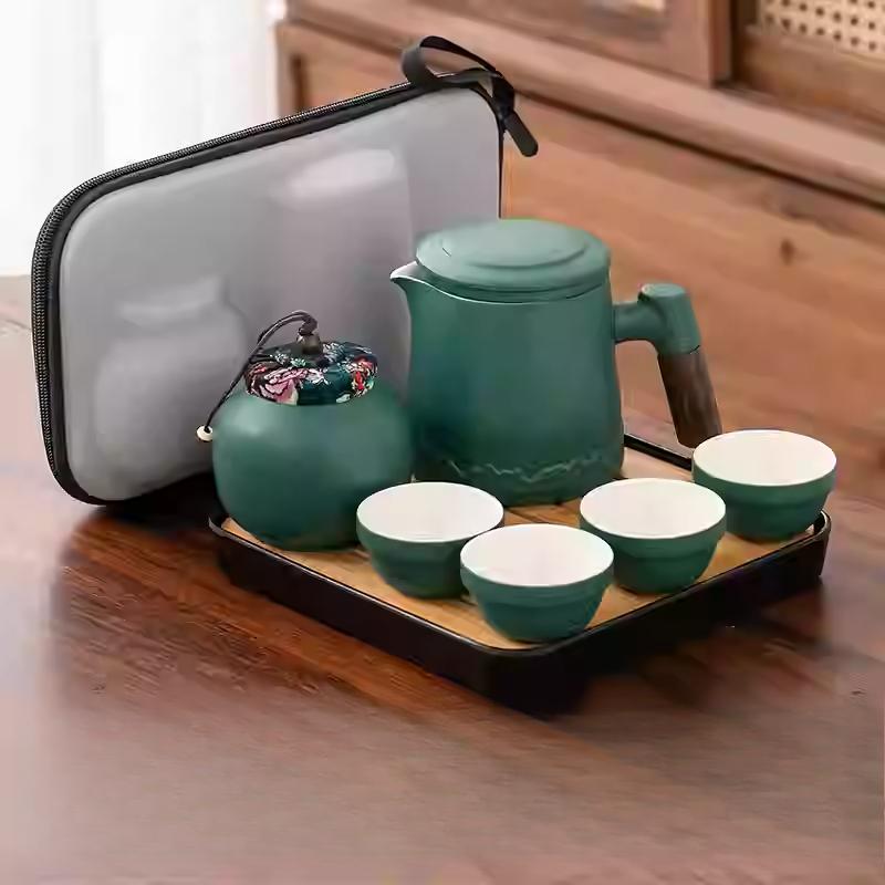 Portable Travel Tea Set Outdoor Portable Kung Fu Brewing Teapot Teacup Small Set Easy Camping Business Trip