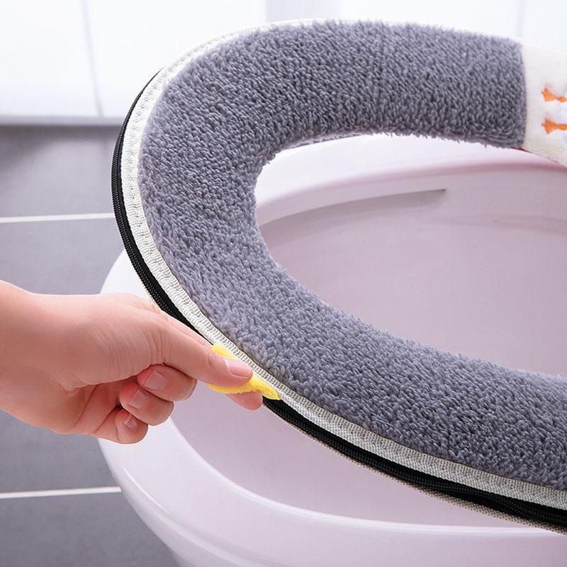 Toilet Seat Cover Soft 2 In 1 Zipper Protector WC Winter Warm Toilet Lid With Microlift Changing Pads Passport Case