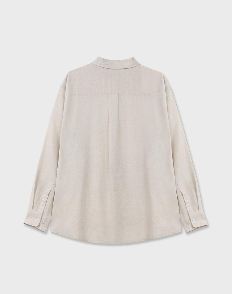WORK ON BODY OFF Claire Semi-Overfit Linen Shirt [Oatmeal]