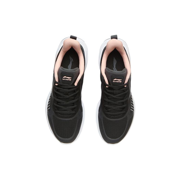 Li Ning Casual Cushioning Reflective Abrasion Resistant Slip Resistant Low Top Running Shoes Women's Gray Black ARSR046-3