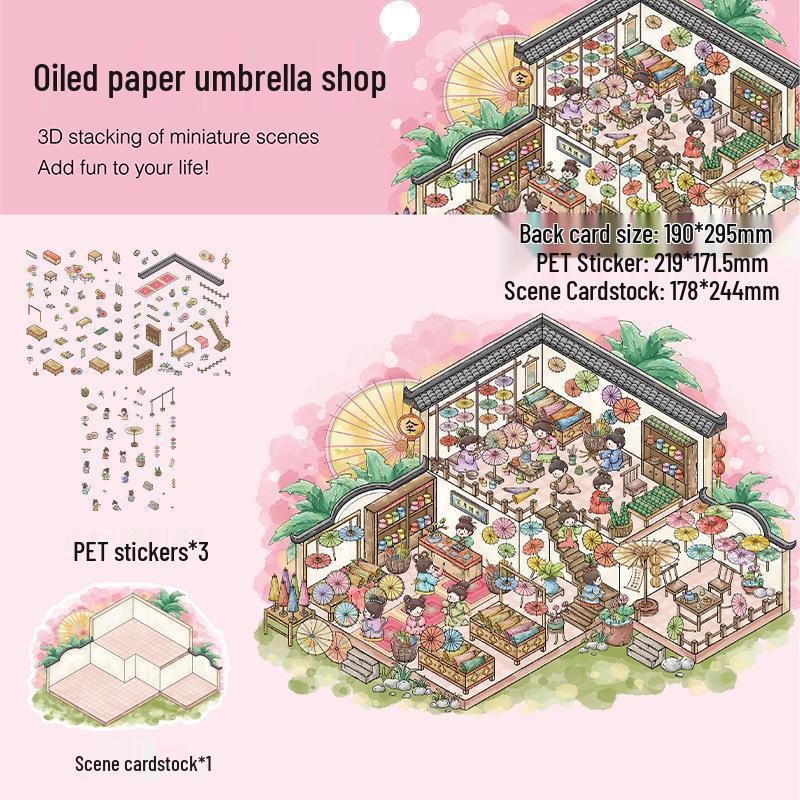 

3D Stereo Landscaping Stickers - Large 3-Sheet Creative Miniature World for DIY Journals and Collages