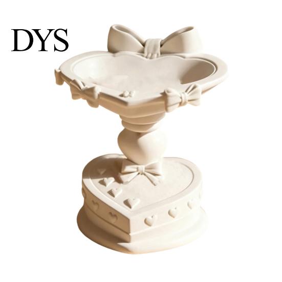 Dressing Table Accessory Heart Shape Jewelry Tray, with Bow Design, 3D Printed Desktop Storage Organizer, Macaron Color Tray Matte Finish Display