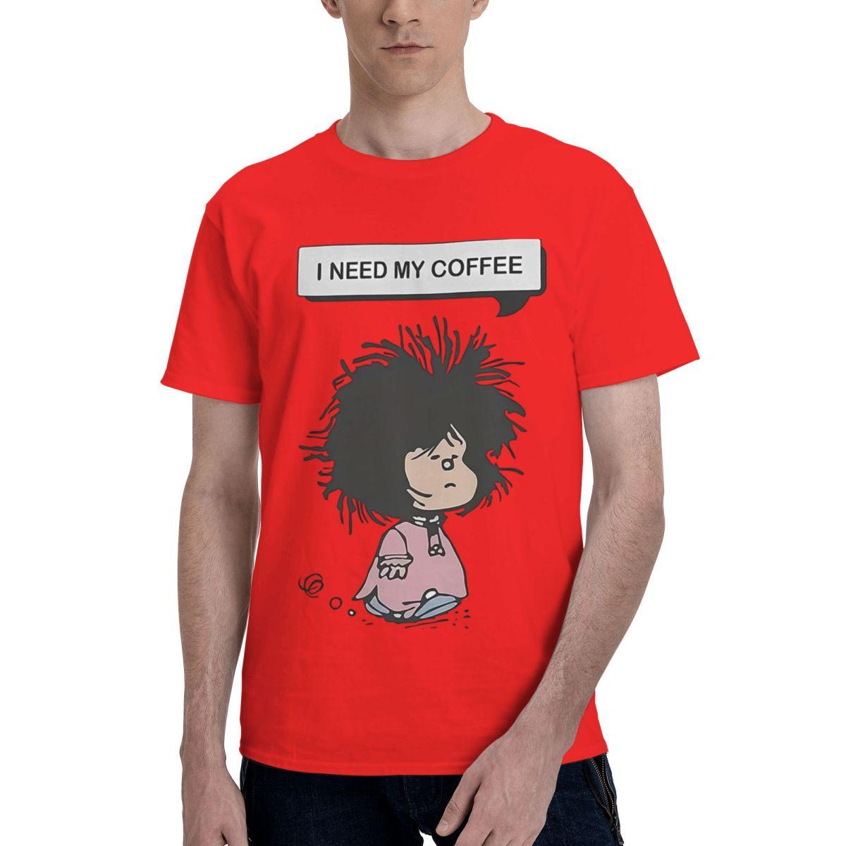 Mafalda Needs Coffee 100 Cotton Casual Breathable Confortable TShirt Funny Mens TShirt Funny Gifts S