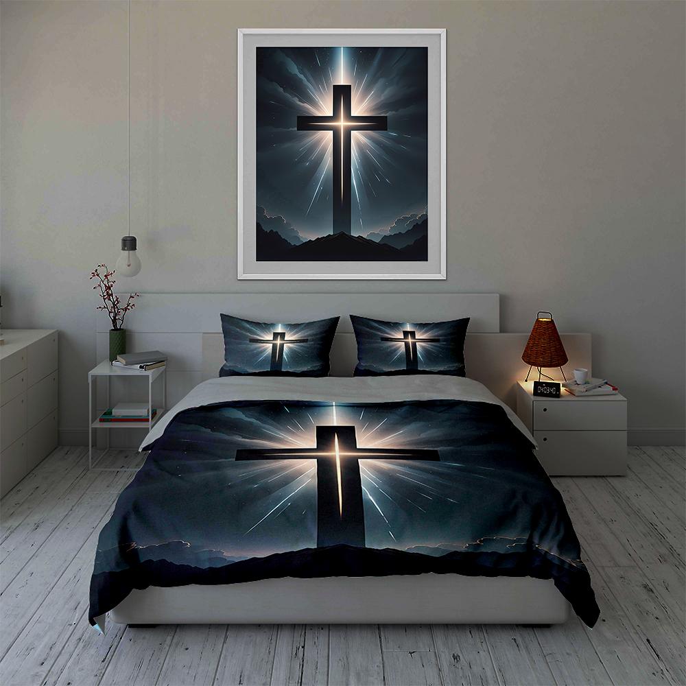 Radiant cross design. Bedding Duvet cover sets Duvet covers Pillowcases gifts (1 * Duvet Cover 2 * Pillowcases, without duvet insert)