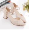 2025 Pointed Soft Leather Sandals Women's Summer New Bag Head One-word Buckle High Heels Hollow Single Shoes Women