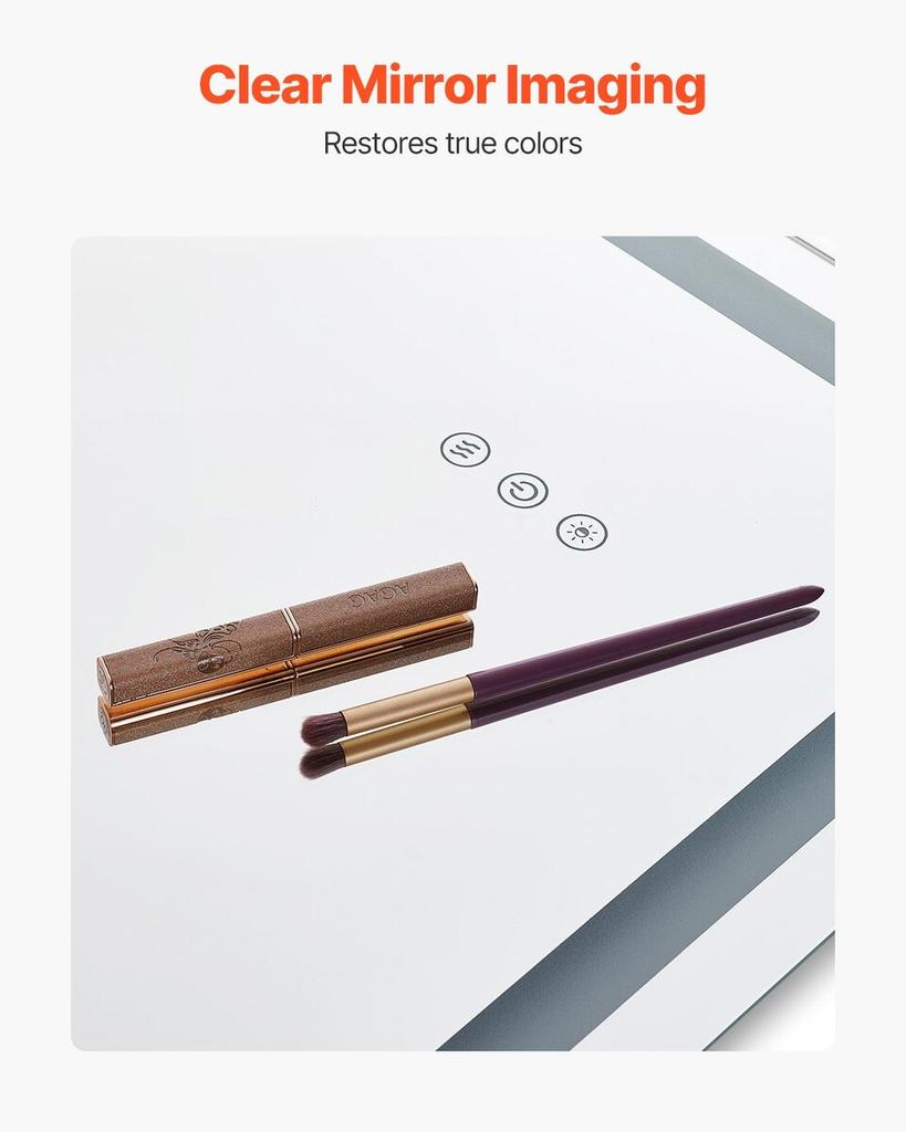 LED Bathroom Mirror 3 Colors Anti-fog Wall Mounted Vanity Mirror 60 x 80cm