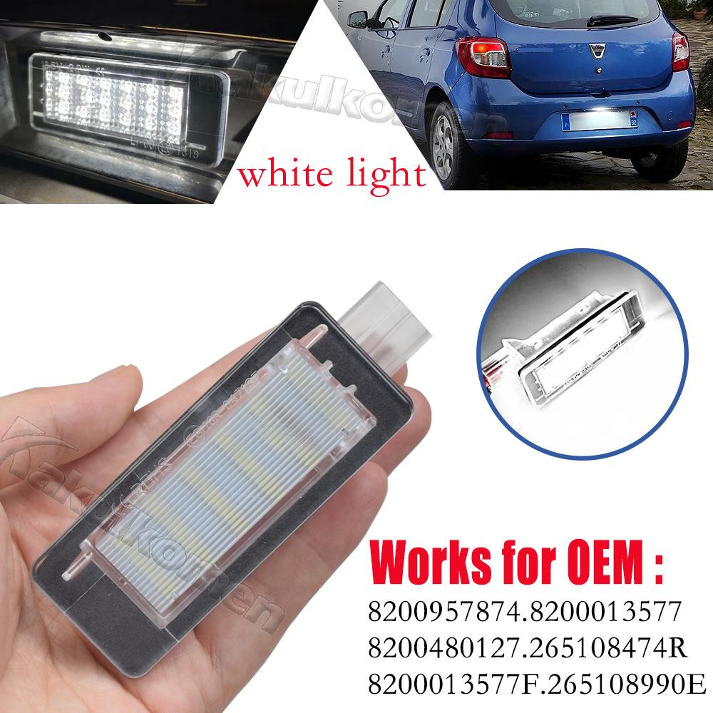 For Renault Scenic 2 3 Fluence Captur Espace 4 Grand Modus Zoe BFM Laguna Sport Tourer Car LED License Number Plate Light Lamps License Plate Lights