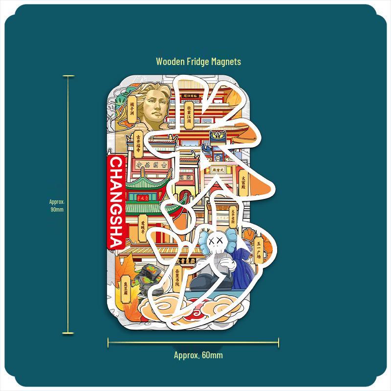 Hunan Changsha 3D Holz Kühlschrankmagnet: Kulturelles, kreatives Souvenir für Touristen