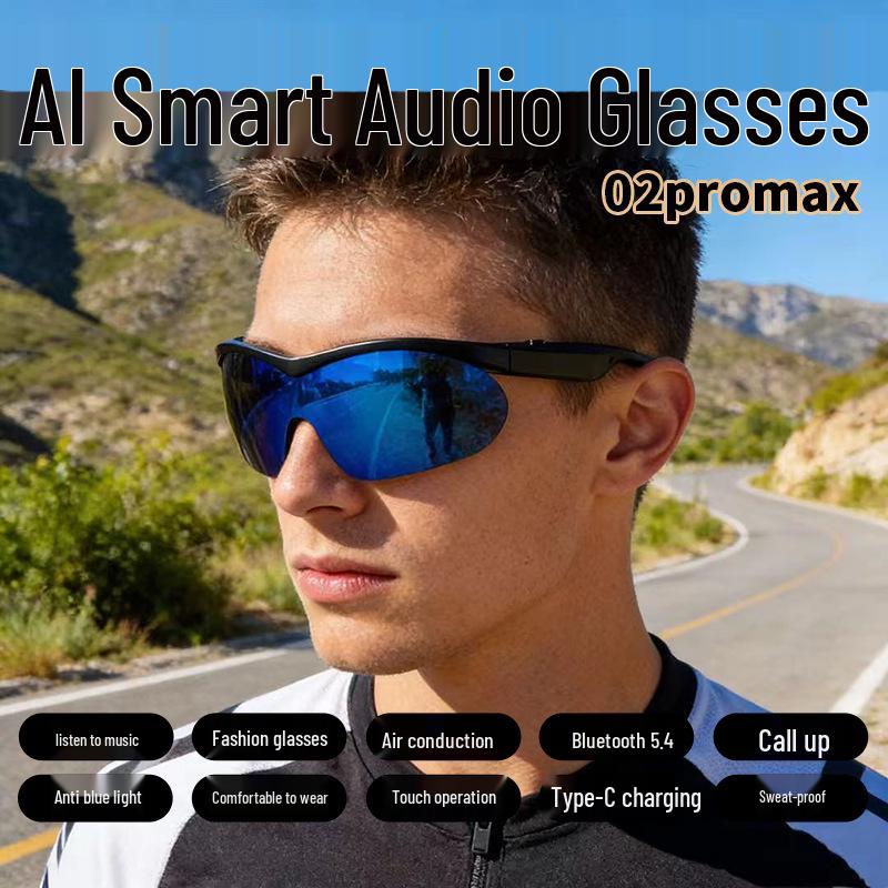 Smart Bluetooth Glasses 02Pro Max with AI Translation and Music-Enabled Earbuds