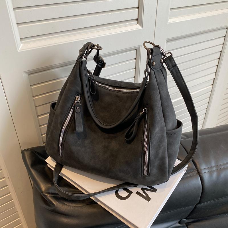Simple Solid Color Women's Shoulder Bag, Large Capacity Handbag, Soft Pu Leather Tote Bag, Women's Casual Handbag, New Style