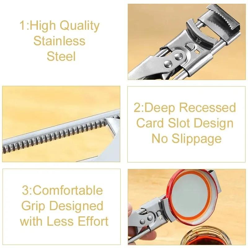 Stainless steel manual bottle opener, multi-function can opener, lid opener, kitchen accessories, adjustable can opener