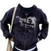 Unisex Kapuzenpullover Langarm Locker Geschnitten Sweatshirt Aufdruck Reißverschluss Jacke Oberteil Bluse