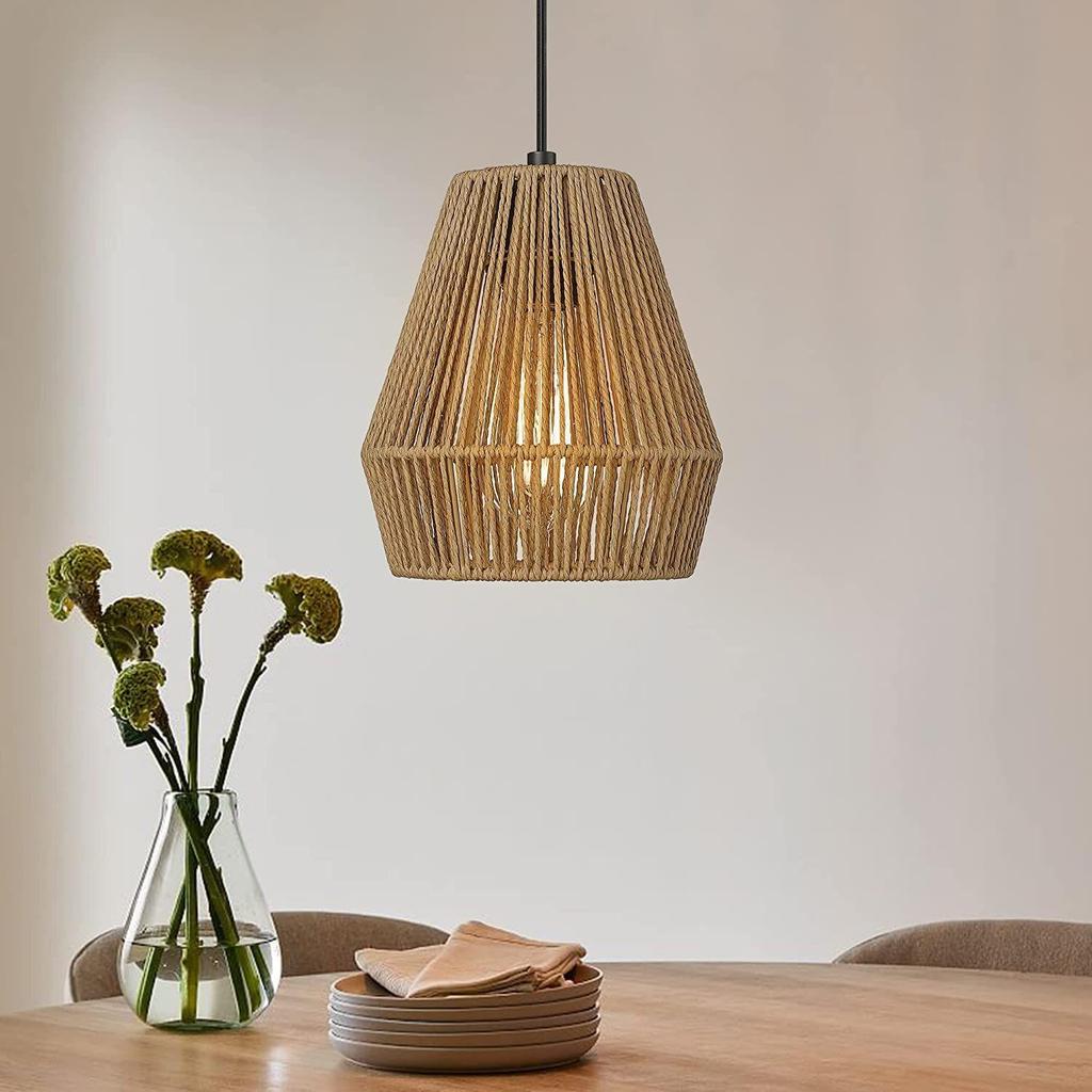 Rattan Hanging Light for Living Room | Raffia Seagrass Pendant Lamp for Home Decoration | Bamboo Ceiling Light for Home (Bell Lamp)