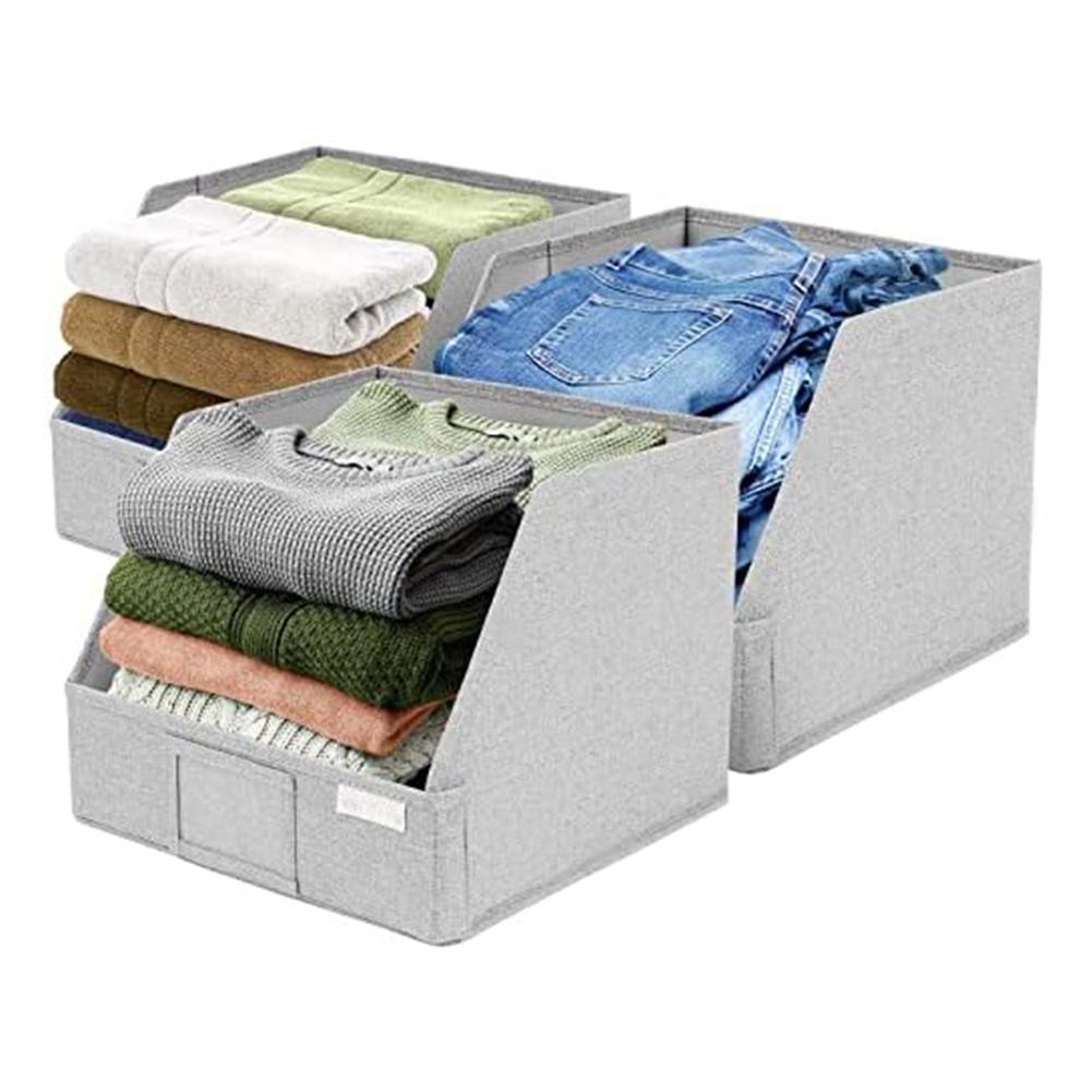 

Set of 3 Trapezoid Fabric Storage Bins with Open Front Panel for Easy Visibility and Fast Retrieval of Stored Items серый