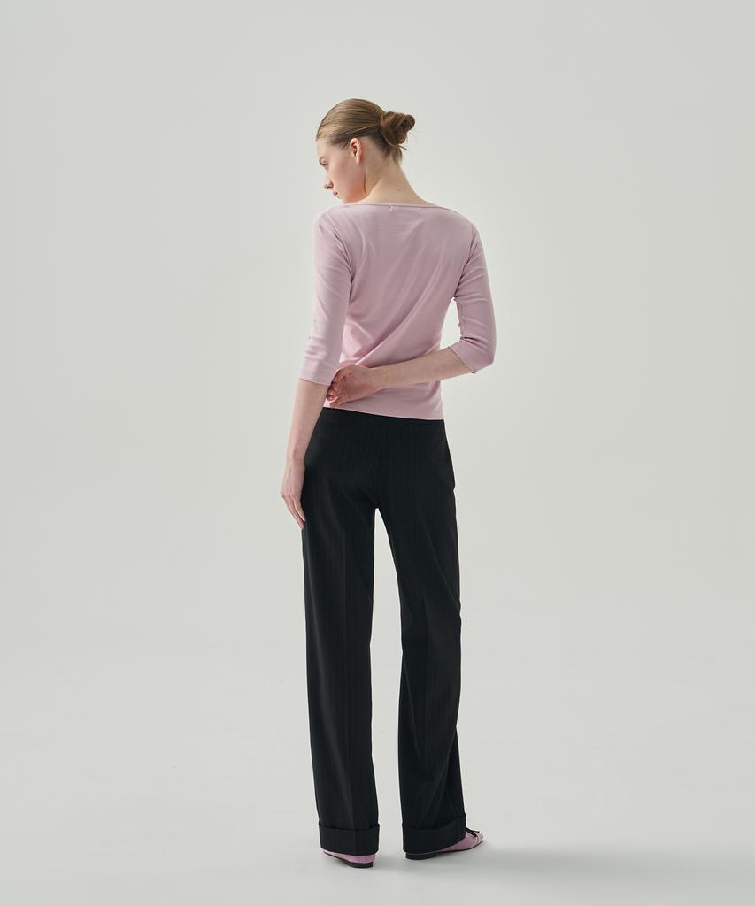 Deuloupisumeon Soft Basic Boat Neck T-Shirt [Lilac]