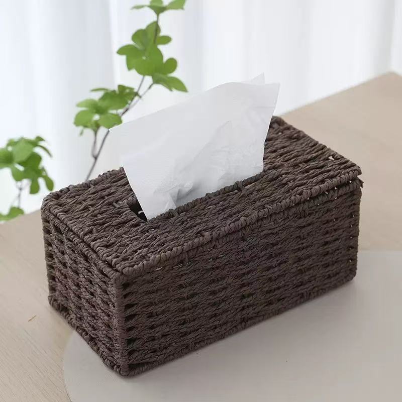 Hand - Knitted Tissue Box, Vintage Tissue Dispenser, Bohemian - Style Tissue Box. Suitable for Both Home and Office Use.