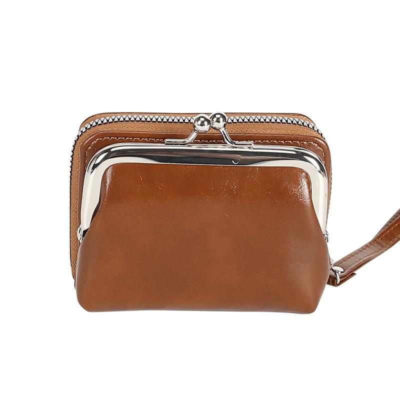 

Маленькая и Легкая Сумка для Мелочи, Мини-кошелек для Женщин с Множеством Отделений для Карт, Короткий Кошелек для Денег. коричневый